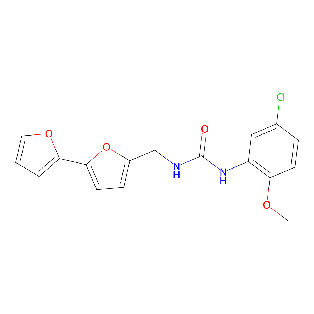 3-({[2,2'-Bifuran]-5-yl}methyl)-1-(5-chloro-2-methoxyphenyl)urea molecular structure, CAS 2034492-10-7