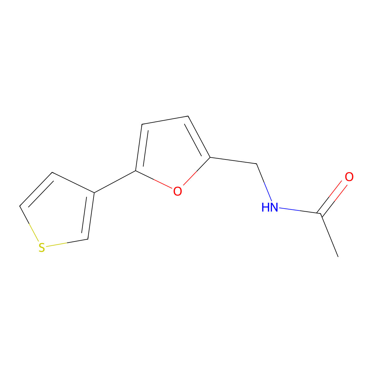 N-((5-(thiophen-3-yl)furan-2-yl)methyl)acetamide molecular structure, CAS 2034492-13-0