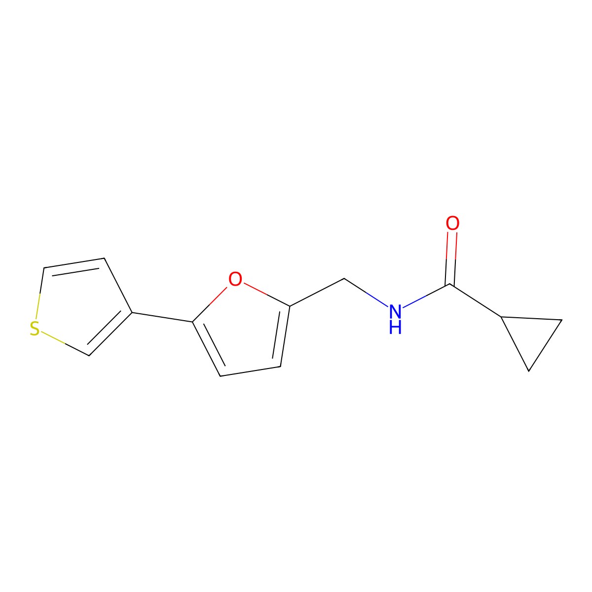 N-{[5-(thiophen-3-yl)furan-2-yl]methyl}cyclopropanecarboxamide molecular structure, CAS 2034492-18-5