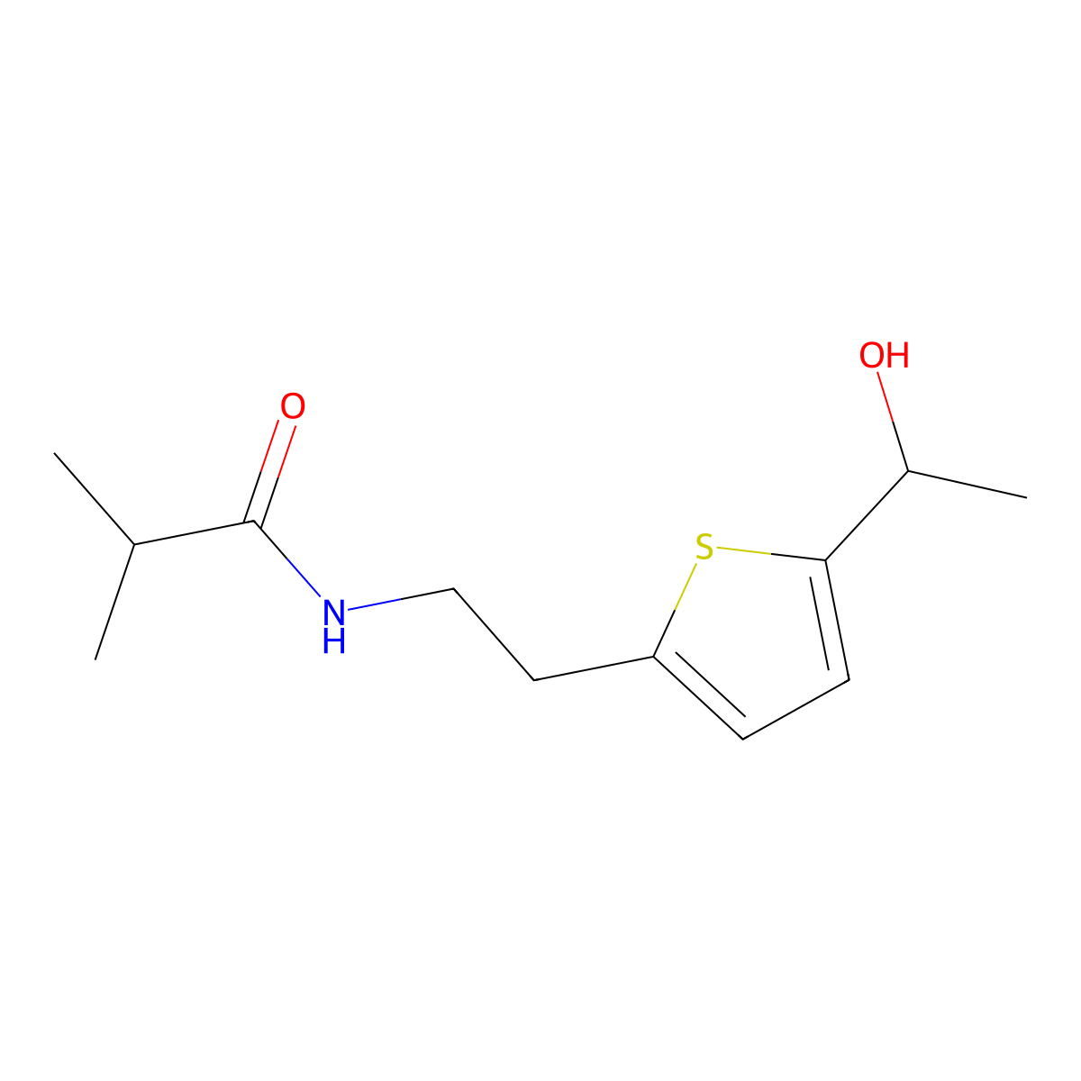 N-(2-(5-(1-hydroxyethyl)thiophen-2-yl)ethyl)isobutyramide molecular structure, CAS 2034492-26-5