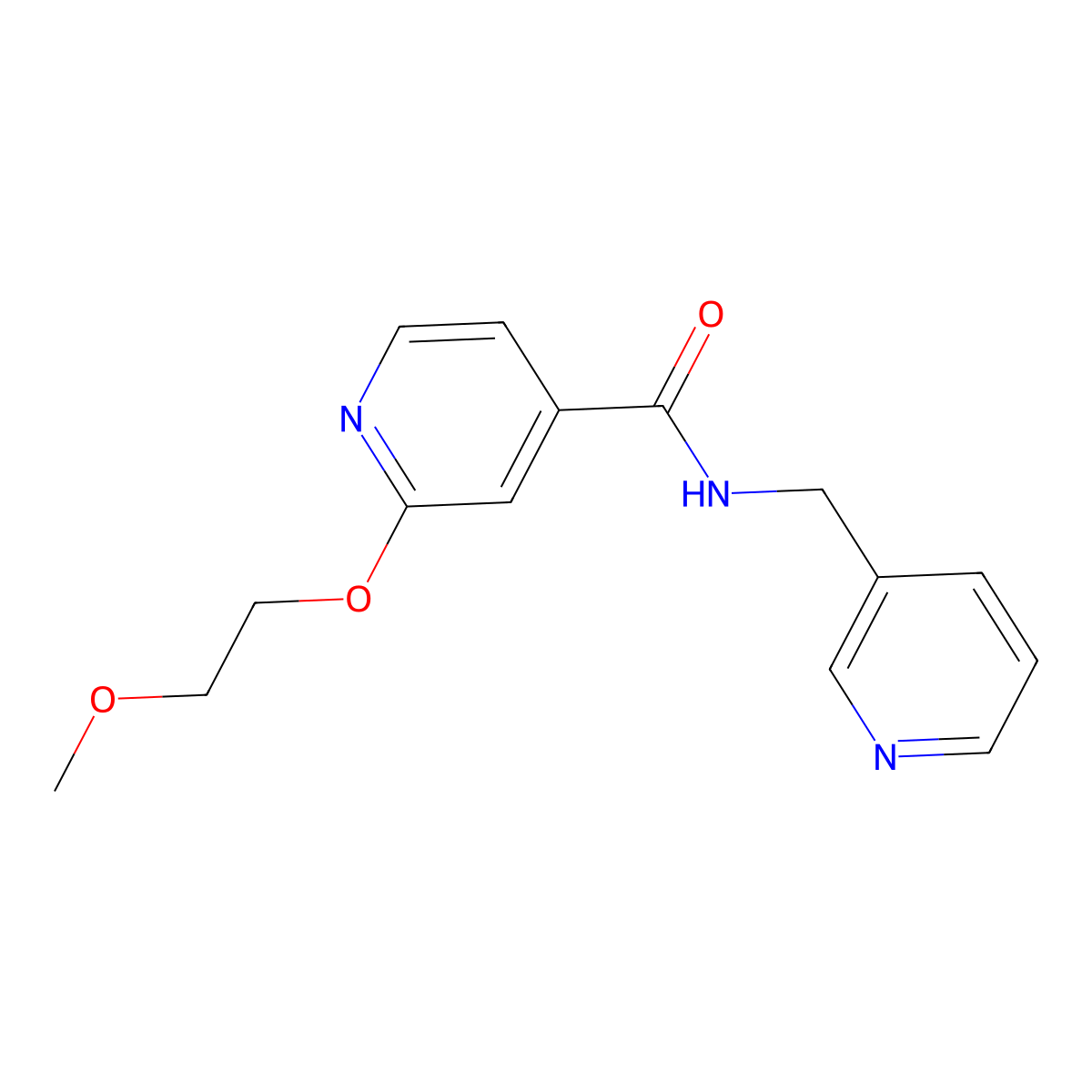 2-(2-methoxyethoxy)-N-(pyridin-3-ylmethyl)isonicotinamide molecular structure, CAS 2034492-27-6
