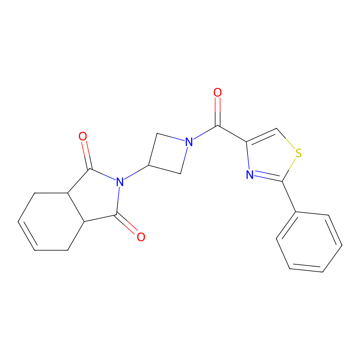 2-(1-(2-phenylthiazole-4-carbonyl)azetidin-3-yl)-3a,4,7,7a-tetrahydro-1H-isoindole-1,3(2H)-dione molecular structure, CAS 2034492-29-8