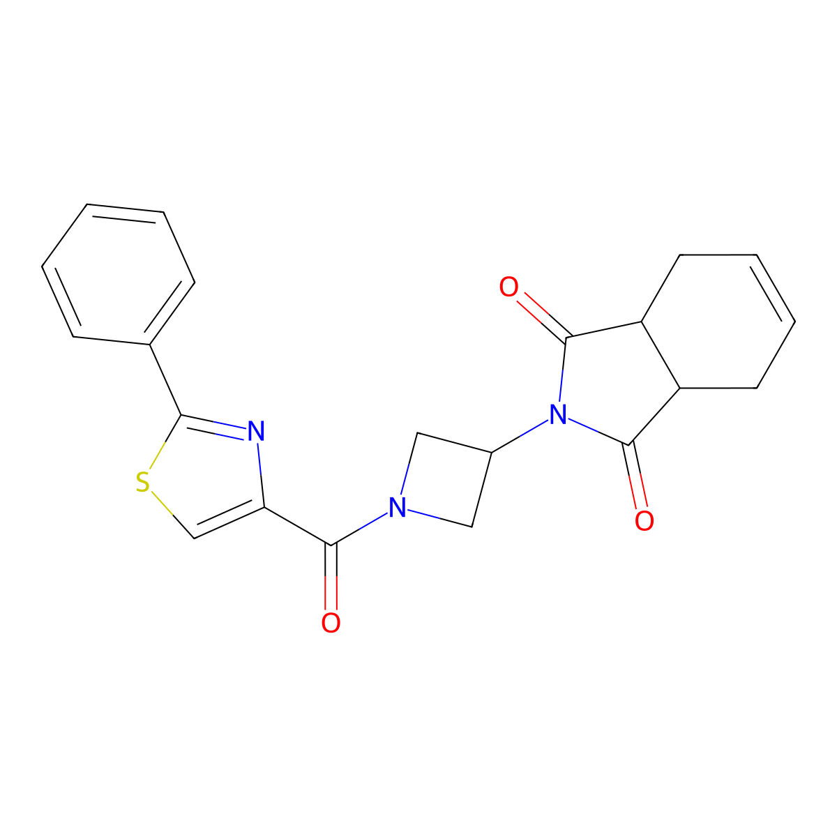 2-(1-(2-phenylthiazole-4-carbonyl)azetidin-3-yl)-3a,4,7,7a-tetrahydro-1H-isoindole-1,3(2H)-dione molecular structure, CAS 2034492-29-8