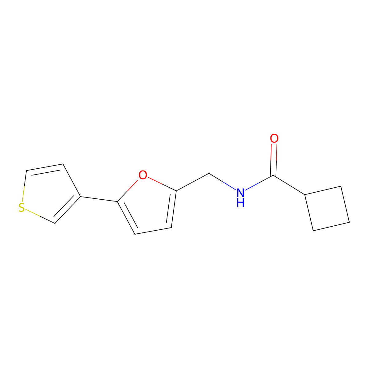 N-{[5-(thiophen-3-yl)furan-2-yl]methyl}cyclobutanecarboxamide molecular structure, CAS 2034492-30-1