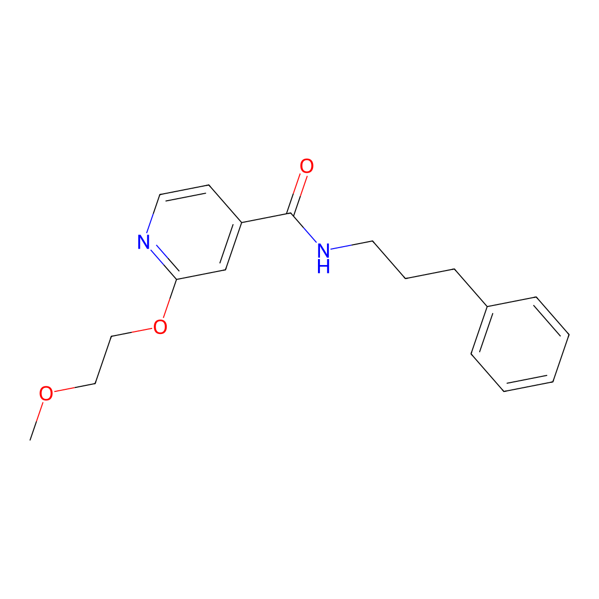 2-(2-methoxyethoxy)-N-(3-phenylpropyl)isonicotinamide molecular structure, CAS 2034492-32-3
