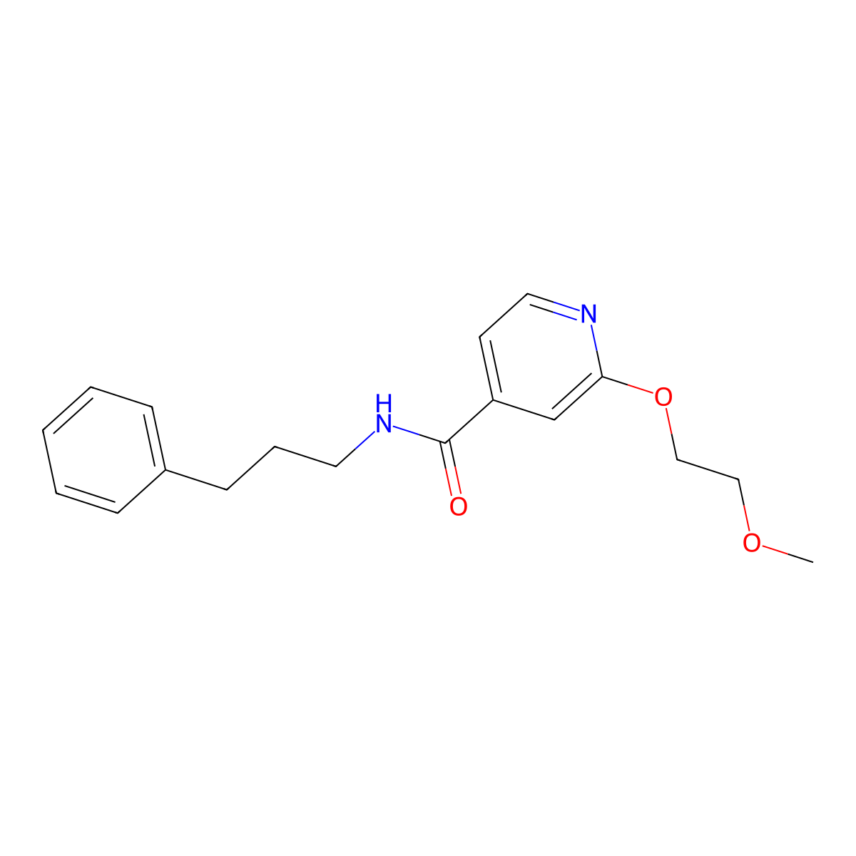 2-(2-methoxyethoxy)-N-(3-phenylpropyl)isonicotinamide molecular structure, CAS 2034492-32-3