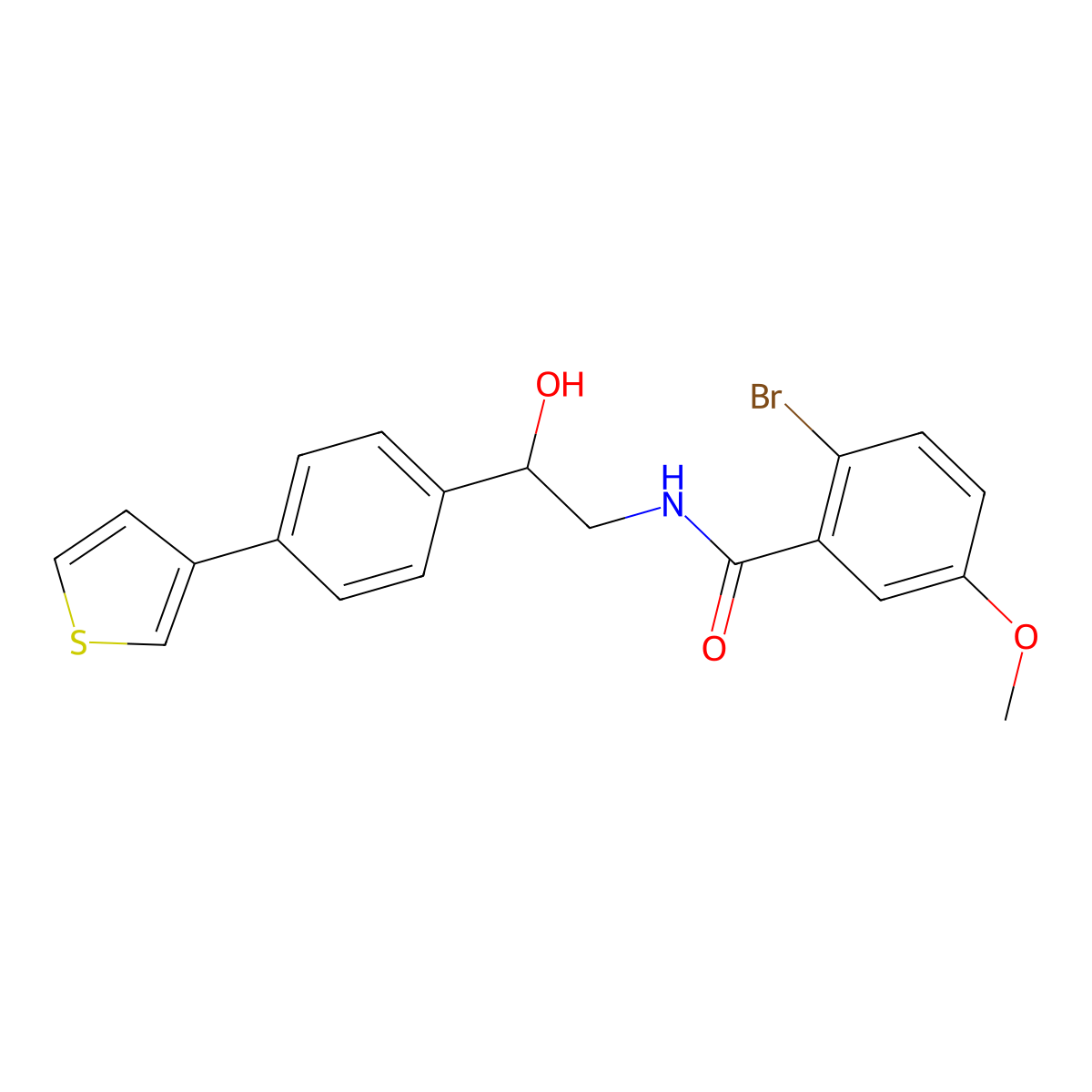 2-bromo-N-{2-hydroxy-2-[4-(thiophen-3-yl)phenyl]ethyl}-5-methoxybenzamide molecular structure, CAS 2034492-34-5