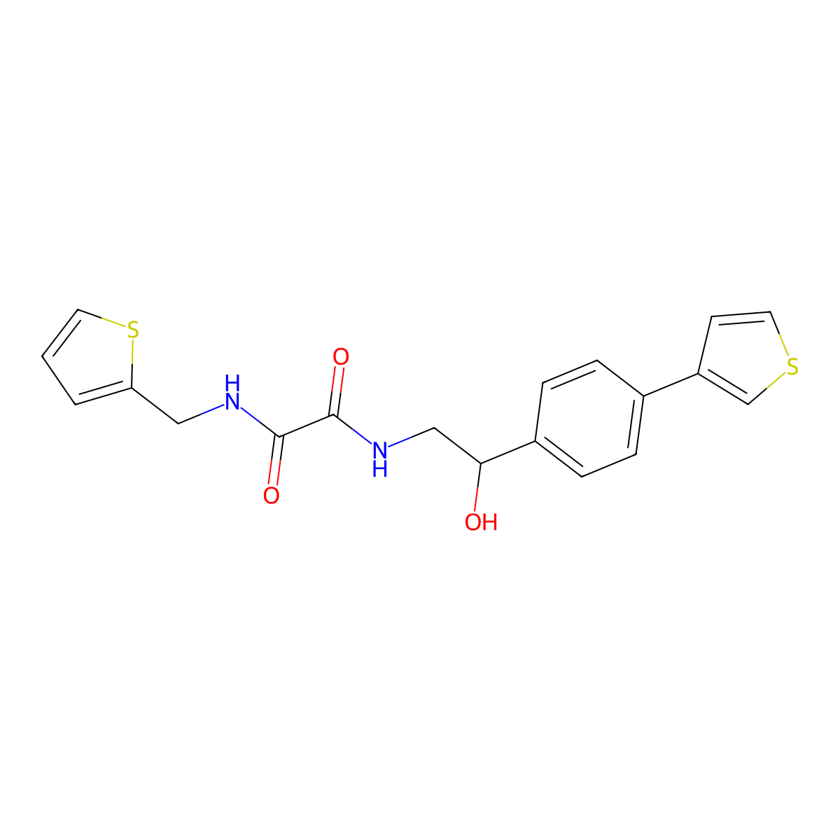 N1-(2-hydroxy-2-(4-(thiophen-3-yl)phenyl)ethyl)-N2-(thiophen-2-ylmethyl)oxalamide molecular structure, CAS 2034492-39-0