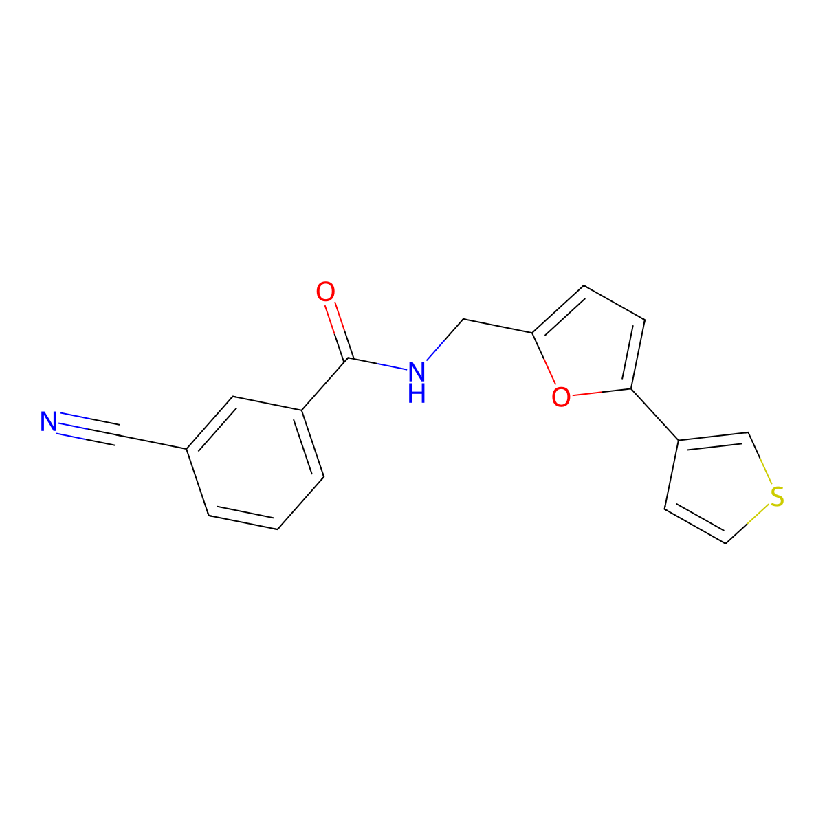 3-cyano-N-((5-(thiophen-3-yl)furan-2-yl)methyl)benzamide molecular structure, CAS 2034492-51-6