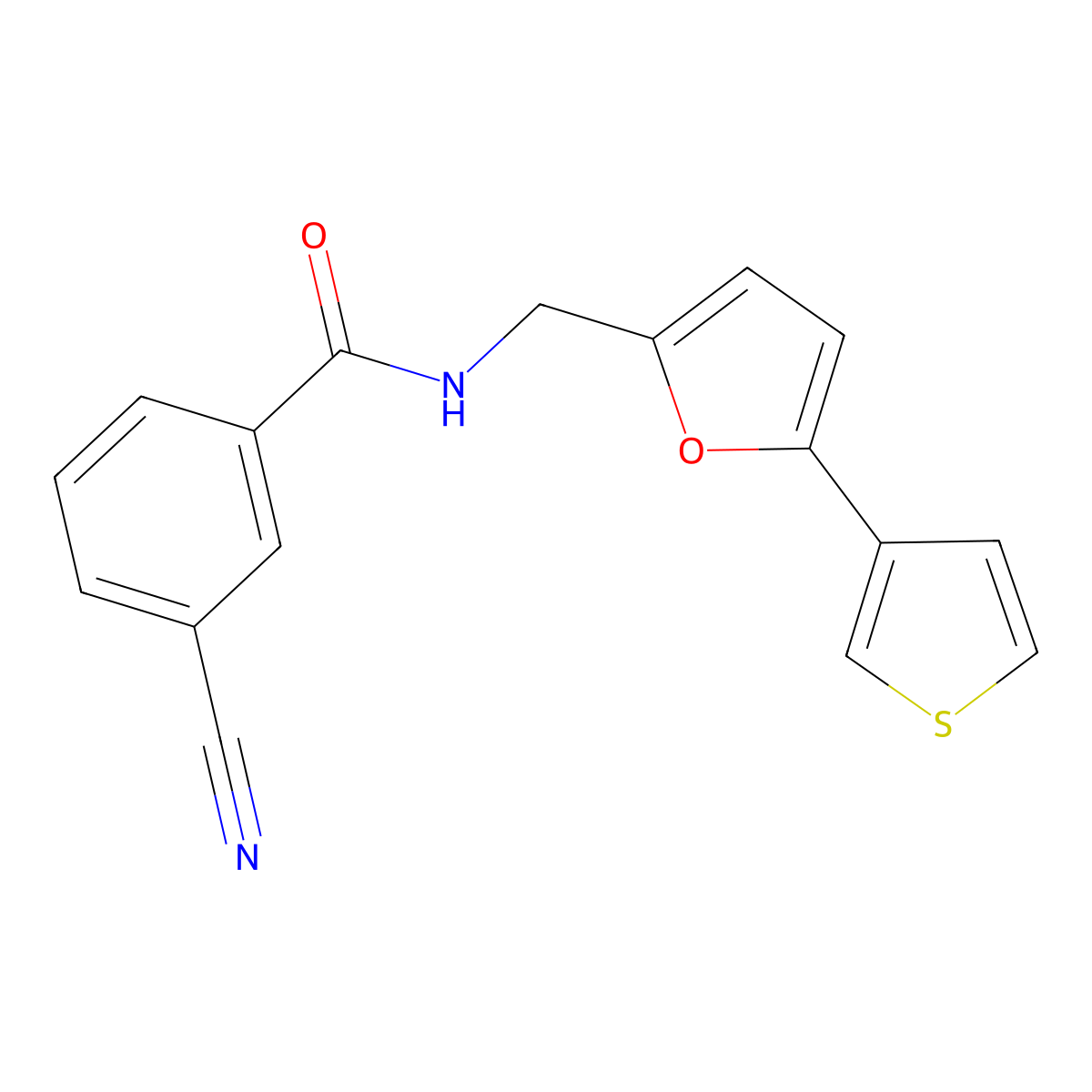 3-cyano-N-((5-(thiophen-3-yl)furan-2-yl)methyl)benzamide molecular structure, CAS 2034492-51-6