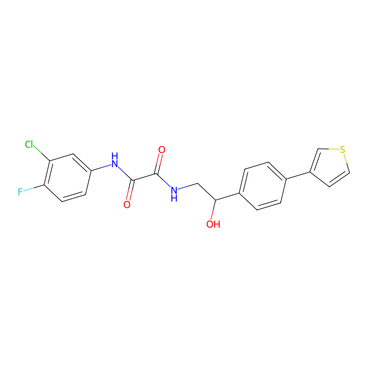 N-(3-chloro-4-fluorophenyl)-N'-{2-hydroxy-2-[4-(thiophen-3-yl)phenyl]ethyl}ethanediamide molecular structure, CAS 2034492-52-7