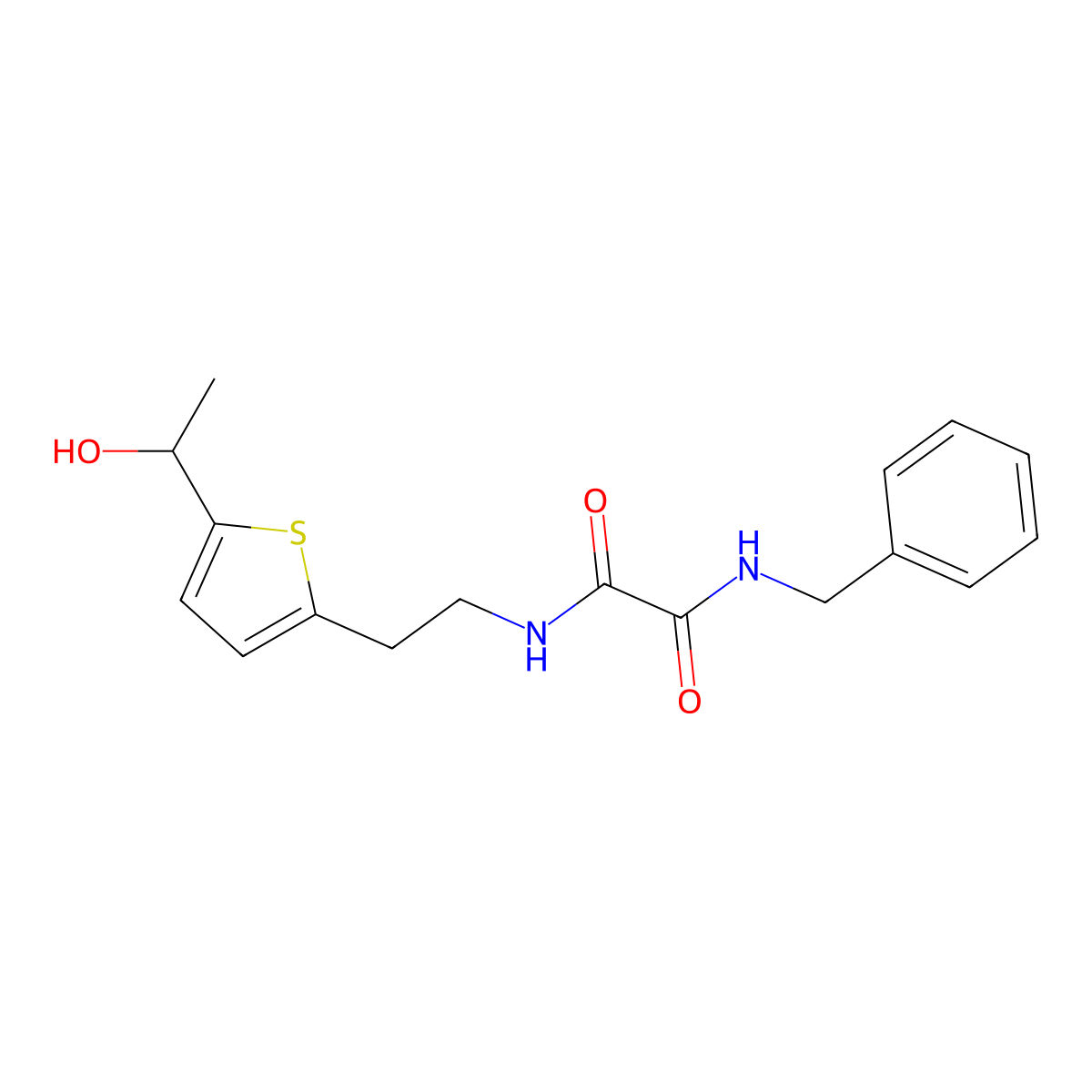 N1-benzyl-N2-(2-(5-(1-hydroxyethyl)thiophen-2-yl)ethyl)oxalamide molecular structure, CAS 2034492-54-9