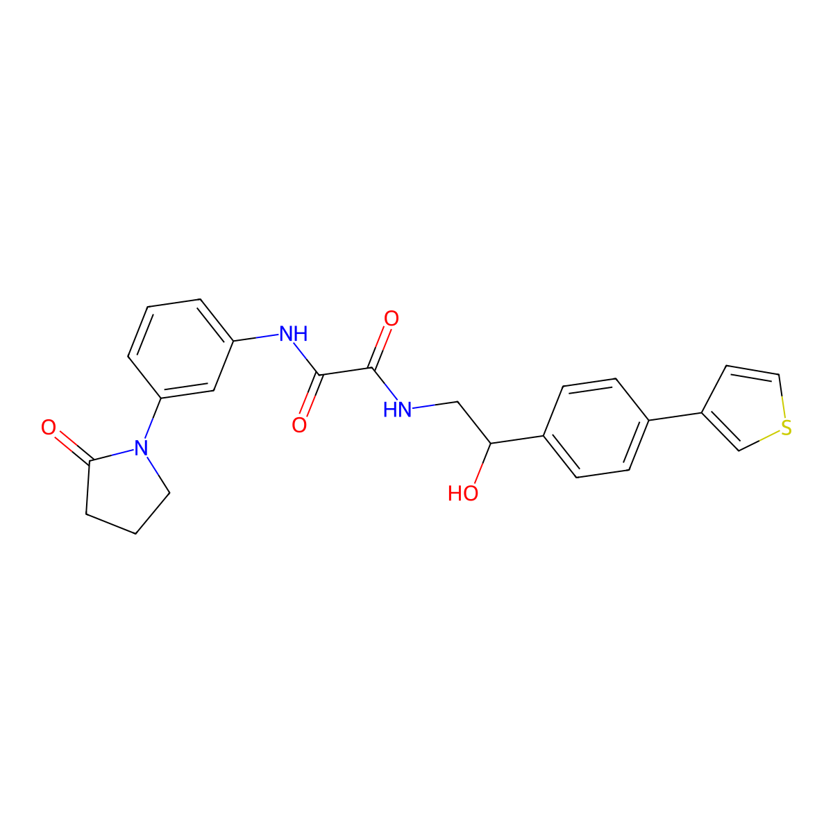 N1-(2-hydroxy-2-(4-(thiophen-3-yl)phenyl)ethyl)-N2-(3-(2-oxopyrrolidin-1-yl)phenyl)oxalamide molecular structure, CAS 2034492-58-3