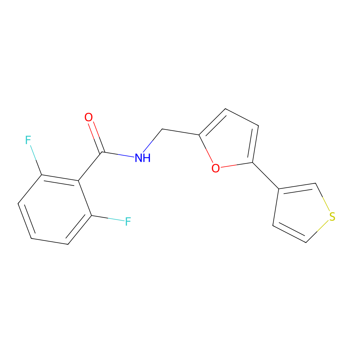2,6-difluoro-N-{[5-(thiophen-3-yl)furan-2-yl]methyl}benzamide molecular structure, CAS 2034492-60-7