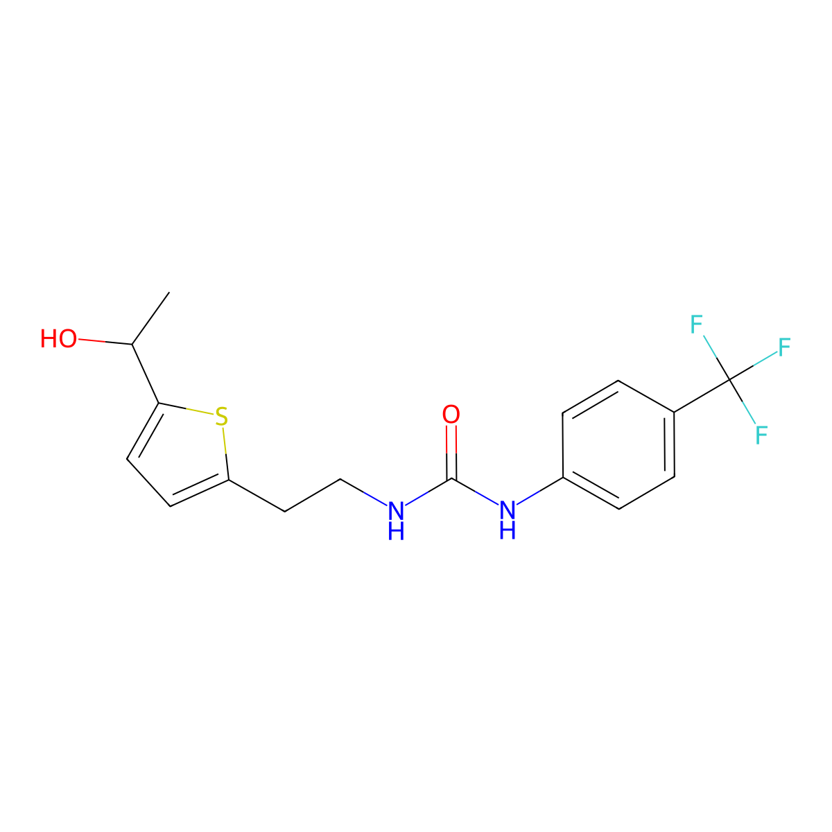 1-(2-(5-(1-Hydroxyethyl)thiophen-2-yl)ethyl)-3-(4-(trifluoromethyl)phenyl)urea molecular structure, CAS 2034492-70-9