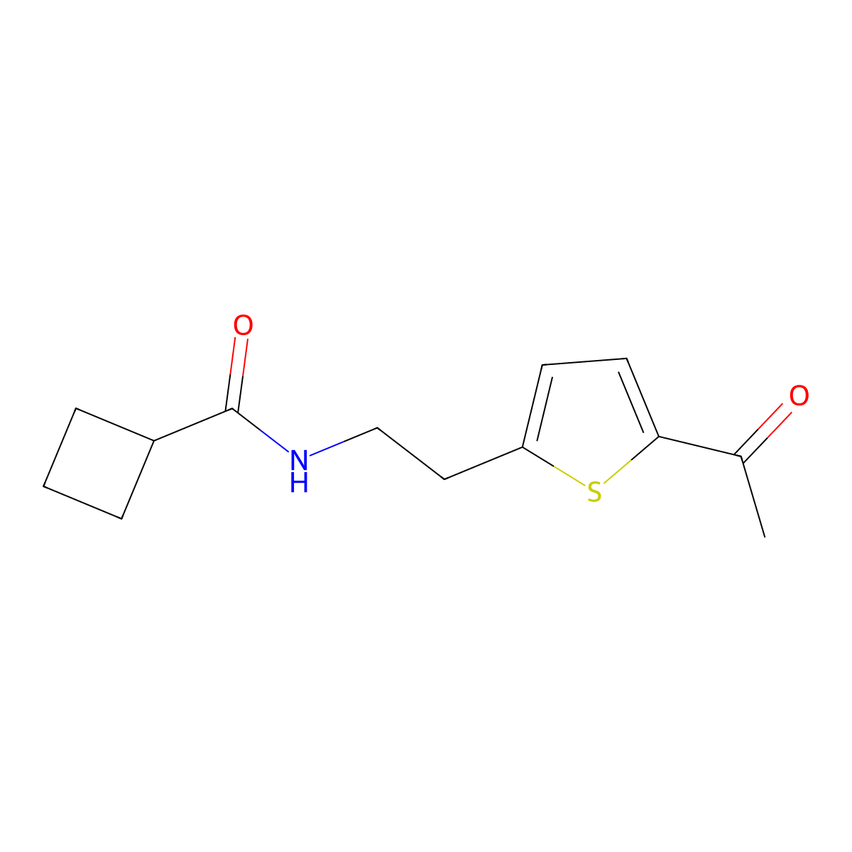 N-[2-(5-acetylthiophen-2-yl)ethyl]cyclobutanecarboxamide molecular structure, CAS 2034492-73-2