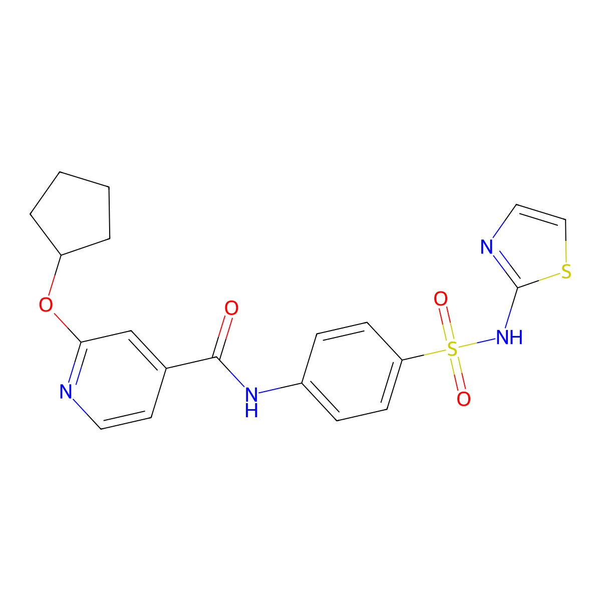 2-(cyclopentyloxy)-N-(4-(N-(thiazol-2-yl)sulfamoyl)phenyl)isonicotinamide molecular structure, CAS 2034492-82-3