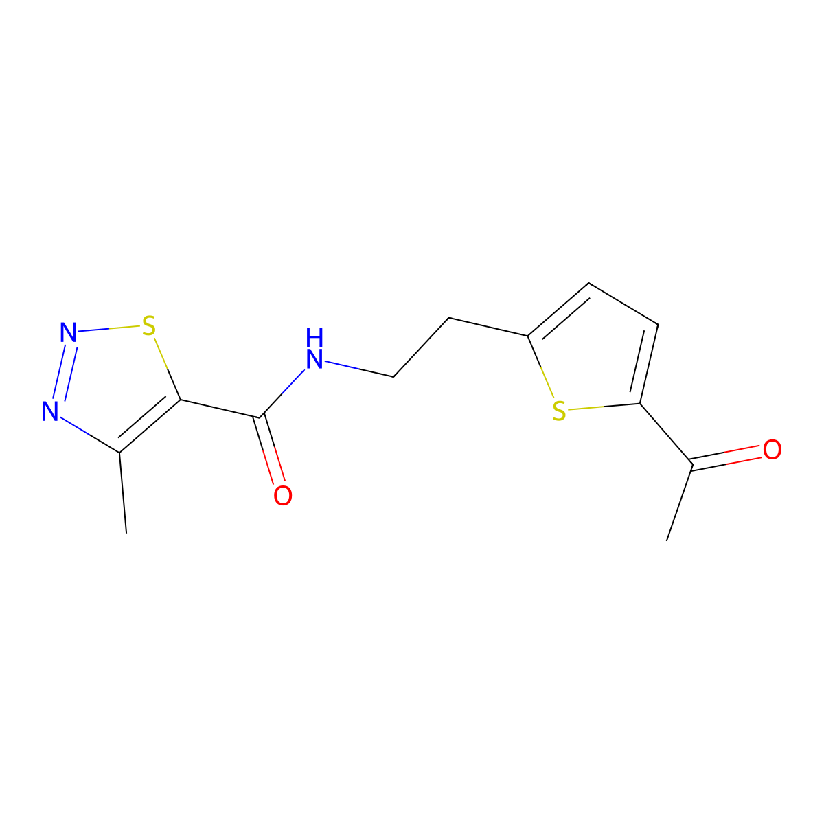 N-(2-(5-acetylthiophen-2-yl)ethyl)-4-methyl-1,2,3-thiadiazole-5-carboxamide molecular structure, CAS 2034492-83-4
