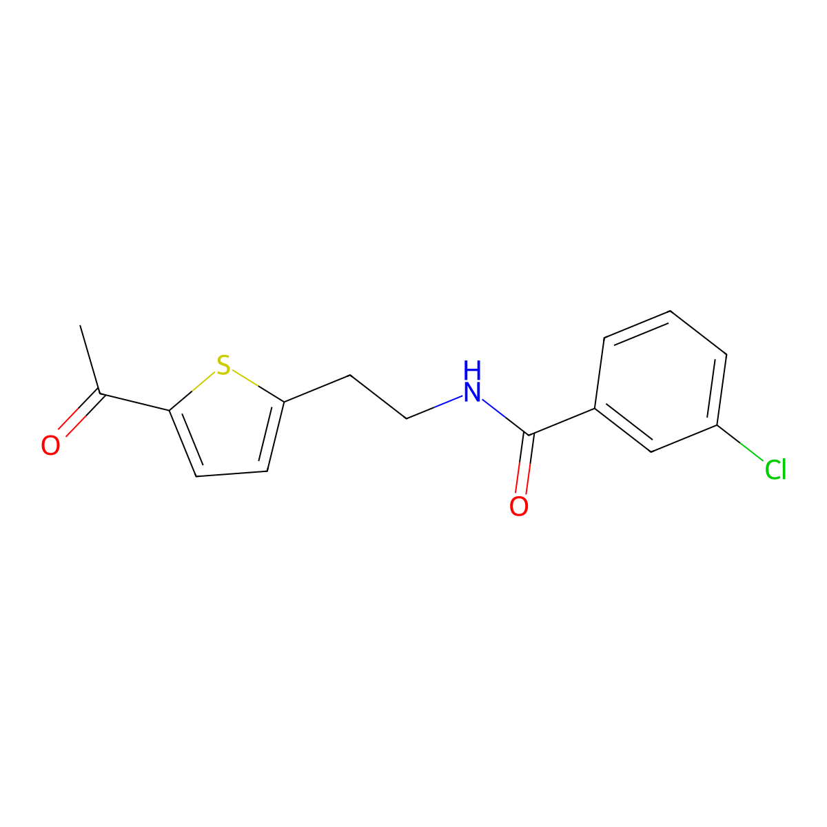 N-[2-(5-acetylthiophen-2-yl)ethyl]-3-chlorobenzamide molecular structure, CAS 2034492-88-9