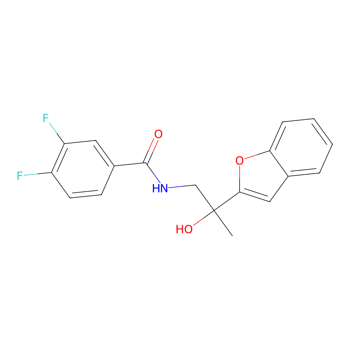 N-(2-(benzofuran-2-yl)-2-hydroxypropyl)-3,4-difluorobenzamide molecular structure, CAS 2034492-89-0