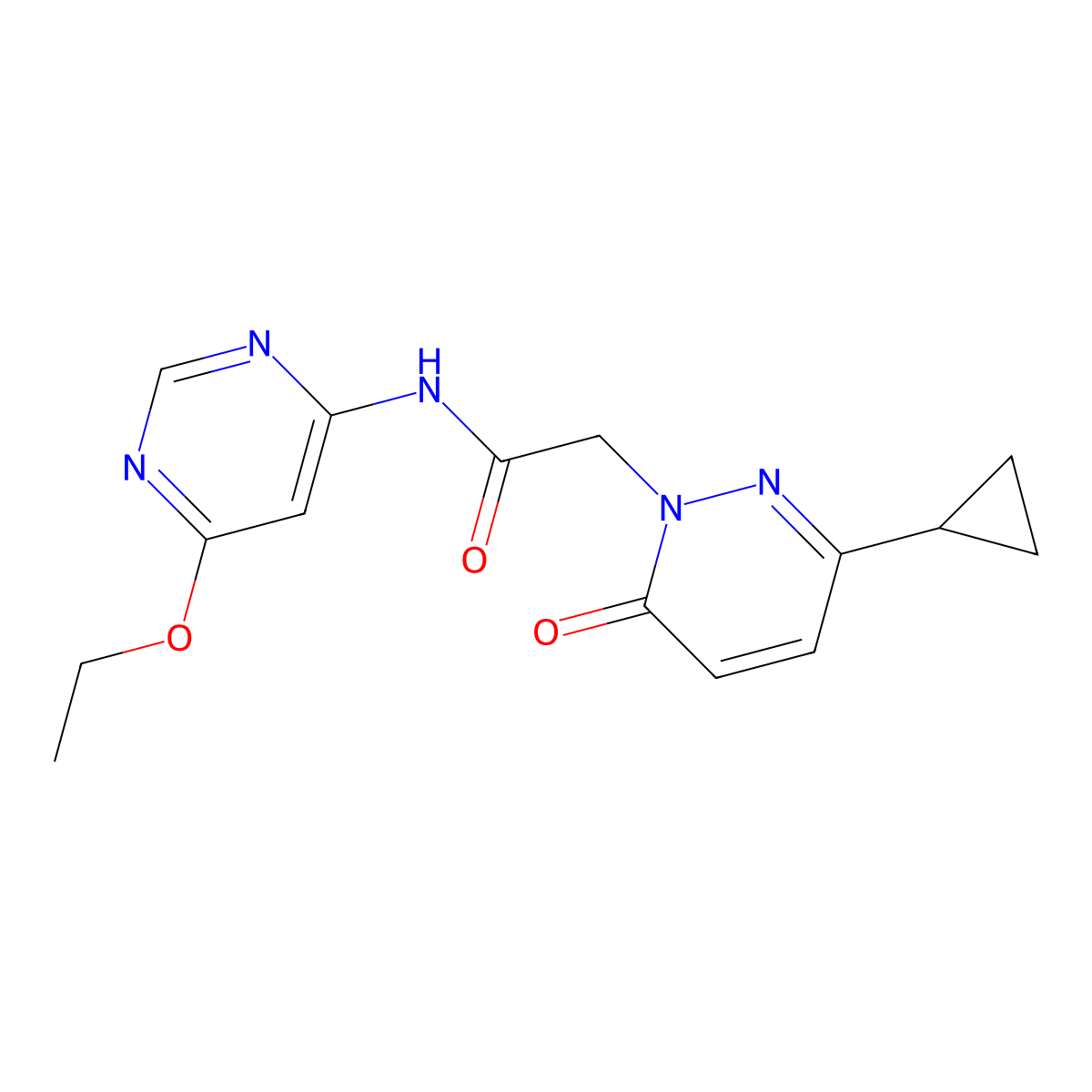 2-(3-cyclopropyl-6-oxopyridazin-1(6H)-yl)-N-(6-ethoxypyrimidin-4-yl)acetamide molecular structure, CAS 2034492-93-6