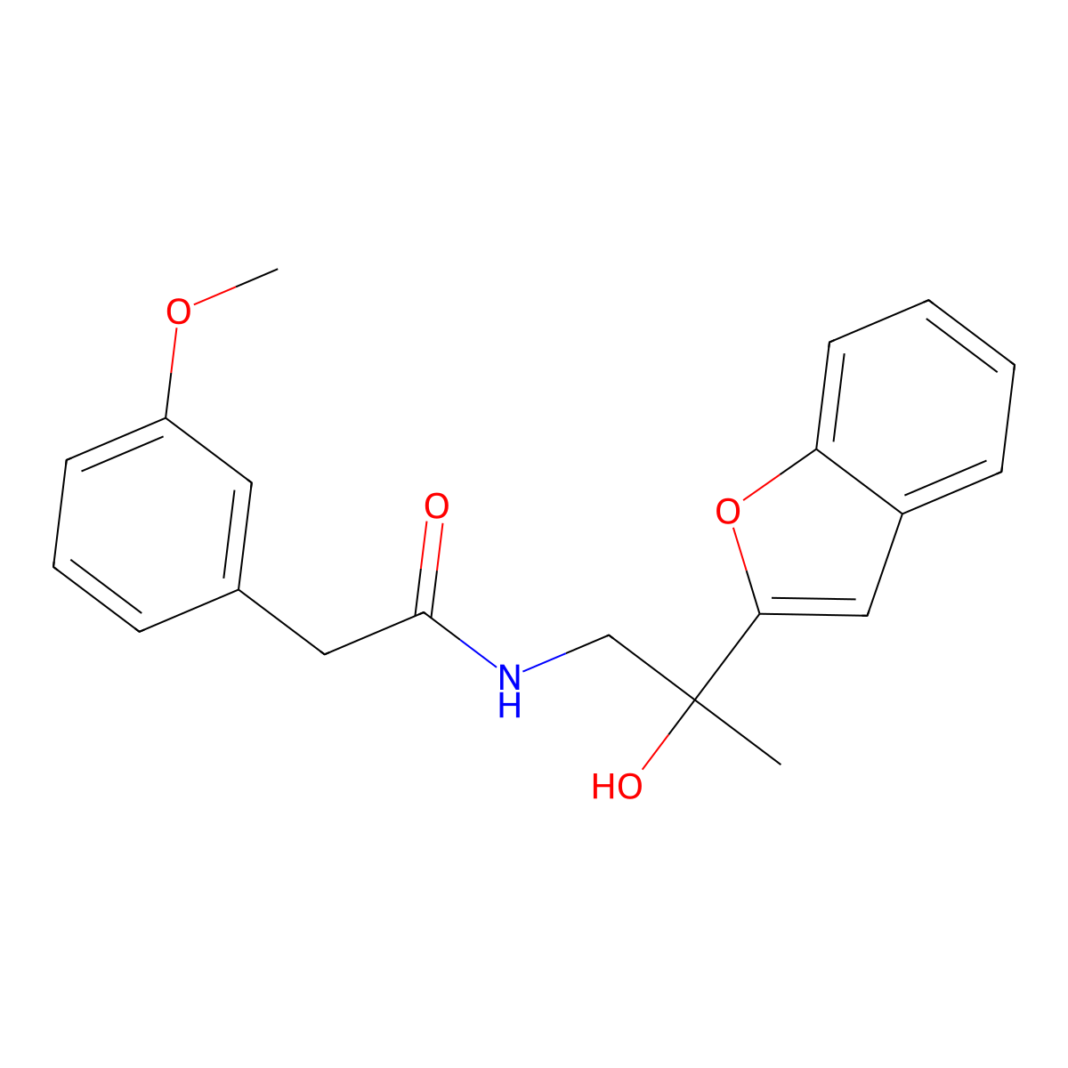 N-(2-(benzofuran-2-yl)-2-hydroxypropyl)-2-(3-methoxyphenyl)acetamide molecular structure, CAS 2034492-95-8