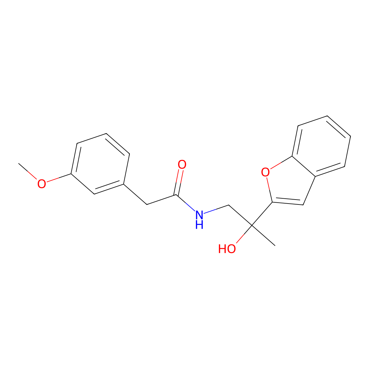 N-(2-(benzofuran-2-yl)-2-hydroxypropyl)-2-(3-methoxyphenyl)acetamide molecular structure, CAS 2034492-95-8