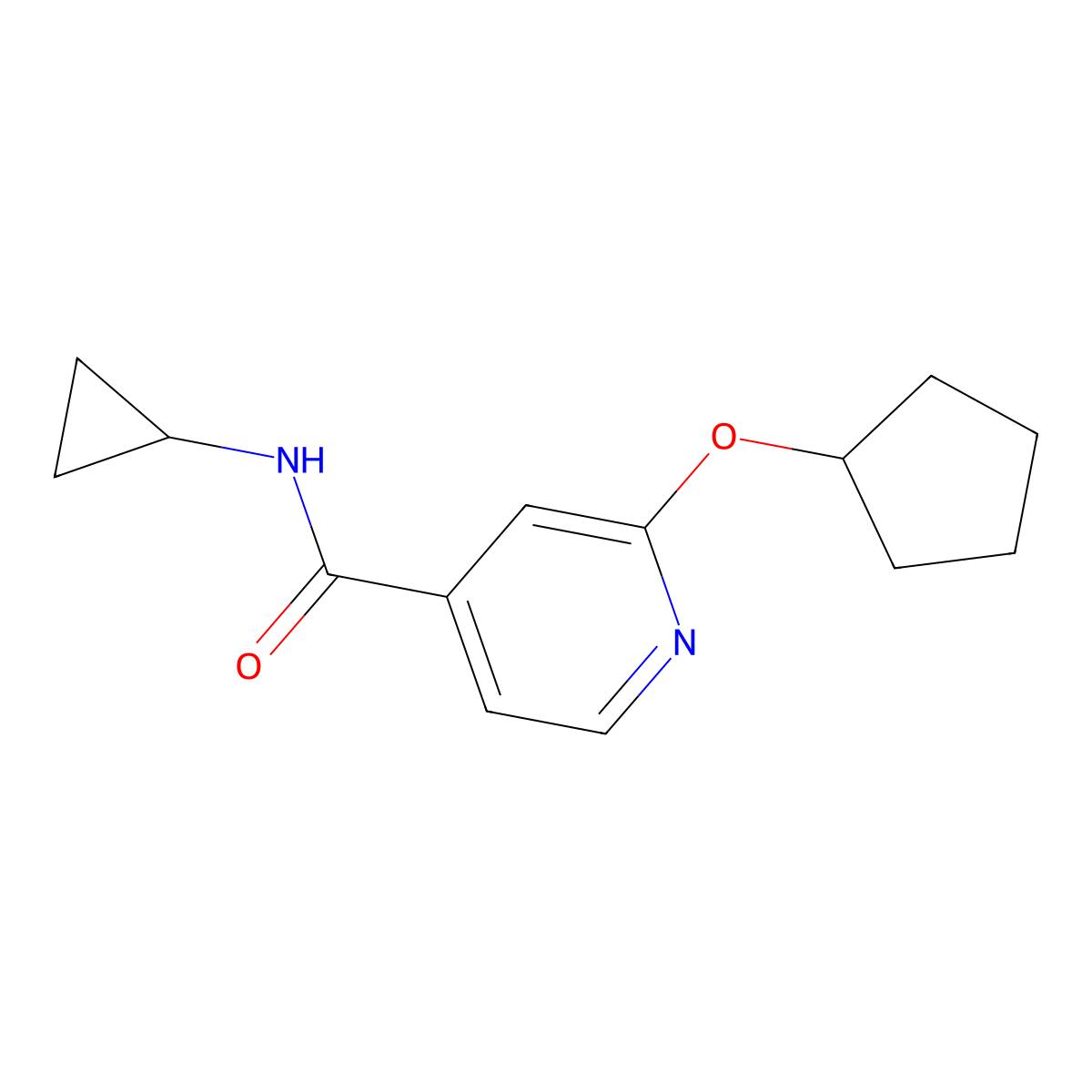 2-(cyclopentyloxy)-N-cyclopropylisonicotinamide molecular structure, CAS 2034492-97-0
