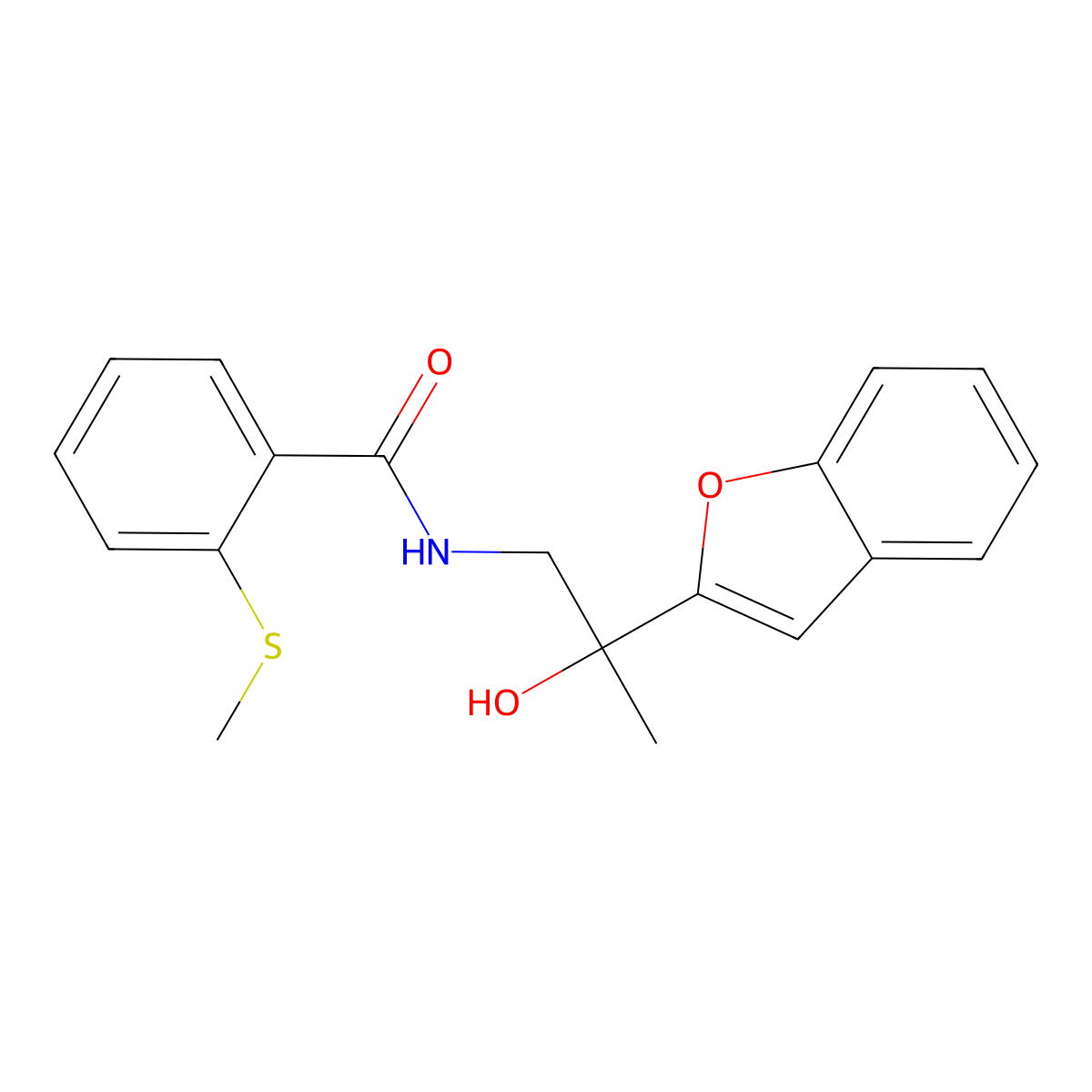 N-(2-(benzofuran-2-yl)-2-hydroxypropyl)-2-(methylthio)benzamide molecular structure, CAS 2034493-02-0