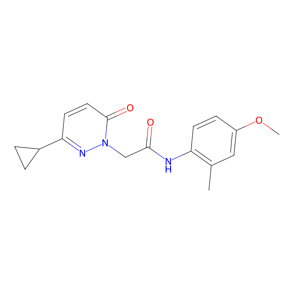 2-(3-cyclopropyl-6-oxopyridazin-1(6H)-yl)-N-(4-methoxy-2-methylphenyl)acetamide molecular structure, CAS 2034493-03-1