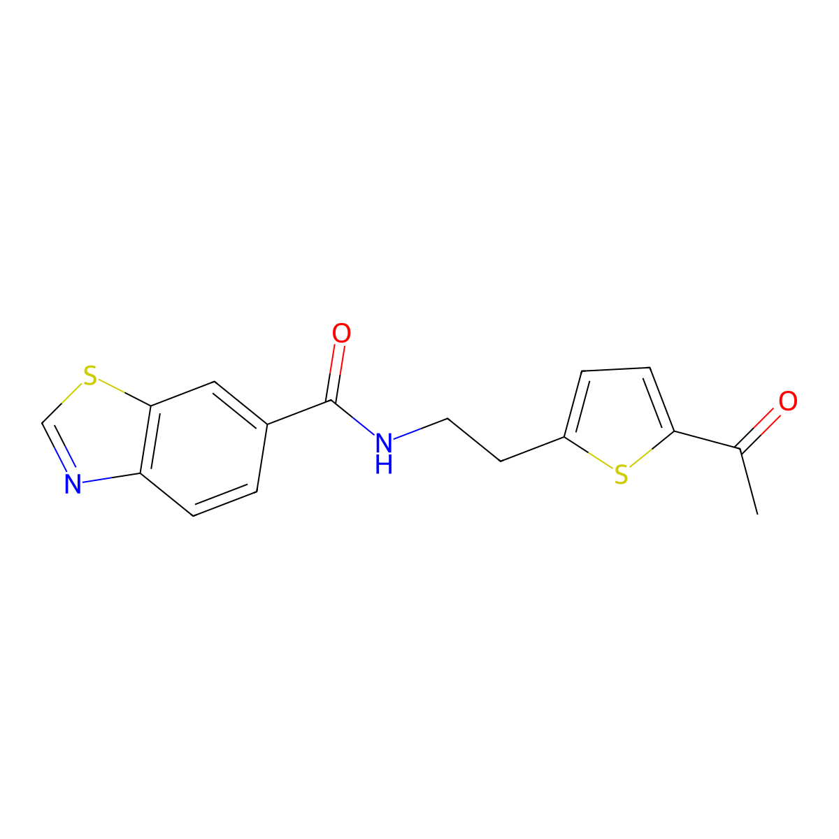 N-(2-(5-acetylthiophen-2-yl)ethyl)benzo[d]thiazole-6-carboxamide molecular structure, CAS 2034493-04-2