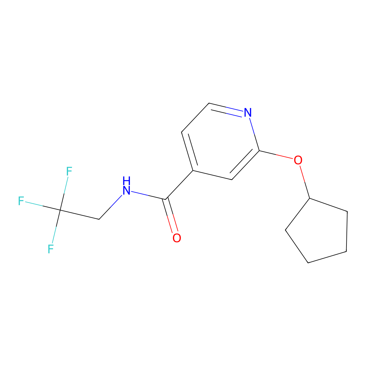 2-(cyclopentyloxy)-N-(2,2,2-trifluoroethyl)isonicotinamide molecular structure, CAS 2034493-05-3