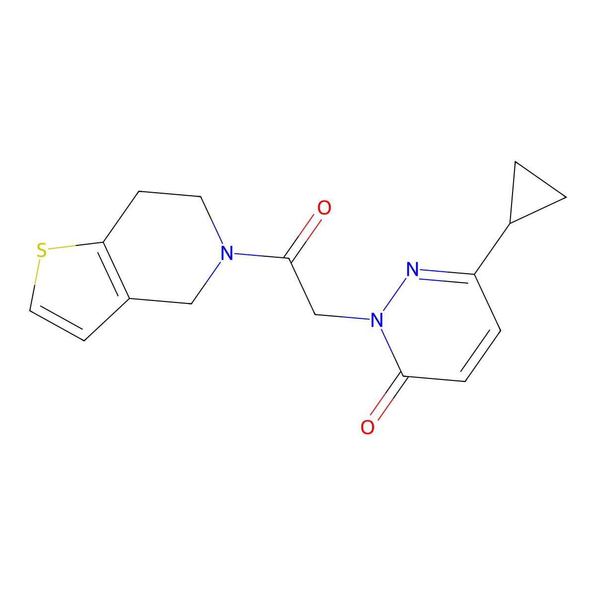 6-cyclopropyl-2-(2-(6,7-dihydrothieno[3,2-c]pyridin-5(4H)-yl)-2-oxoethyl)pyridazin-3(2H)-one molecular structure, CAS 2034493-08-6