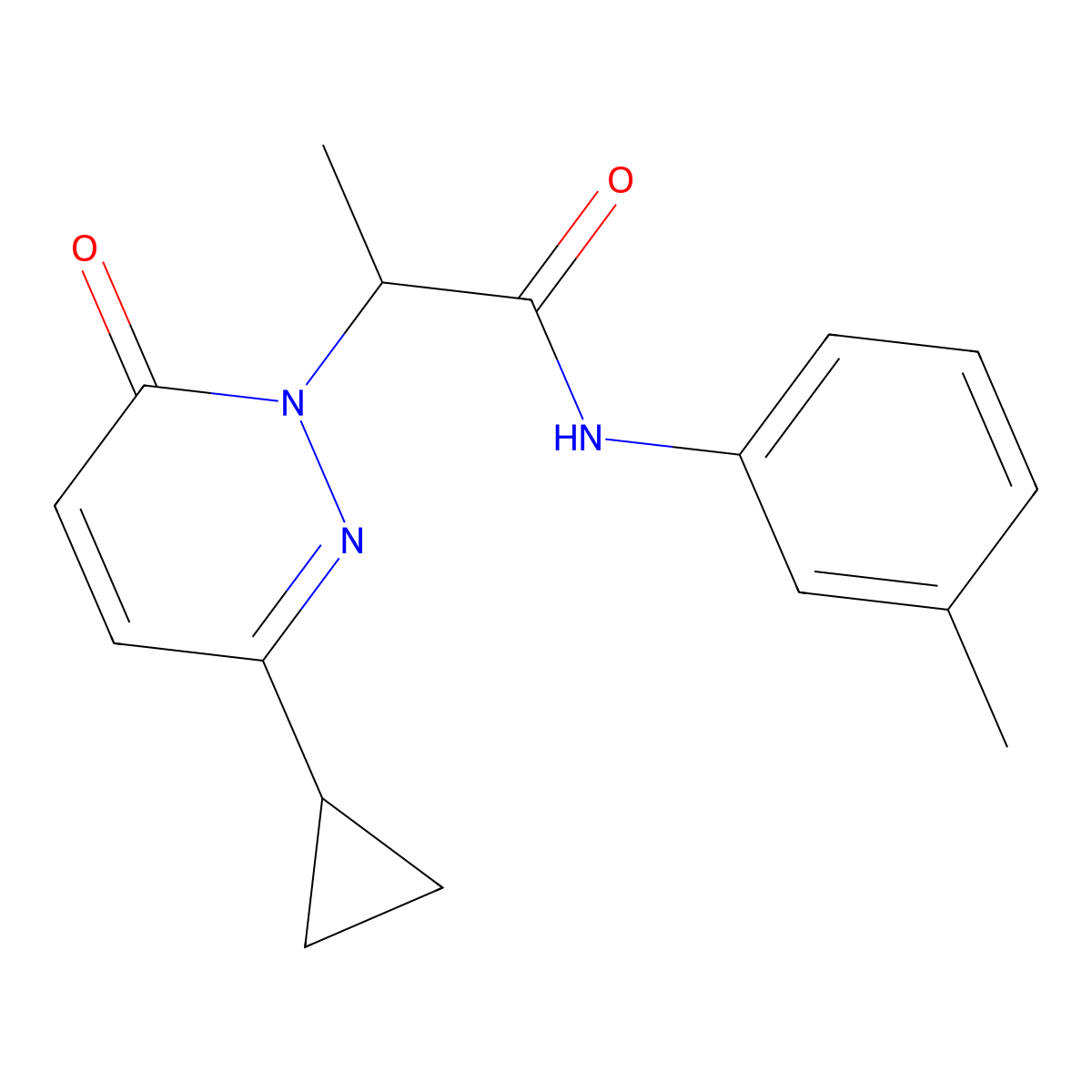 2-(3-cyclopropyl-6-oxopyridazin-1(6H)-yl)-N-(m-tolyl)propanamide molecular structure, CAS 2034493-14-4