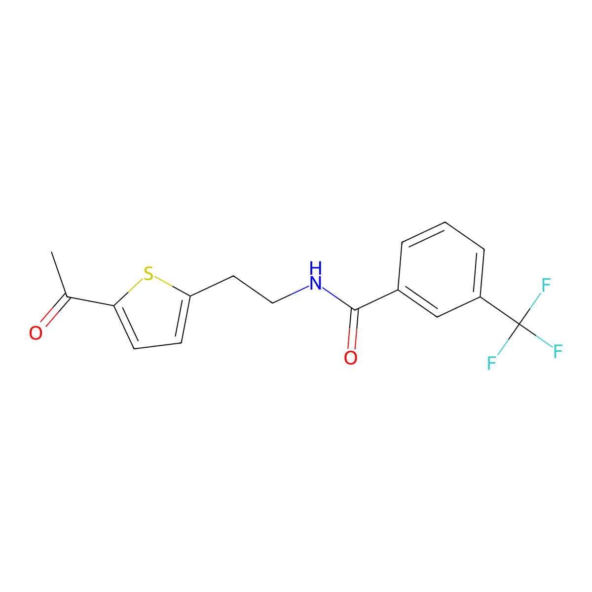 N-[2-(5-acetylthiophen-2-yl)ethyl]-3-(trifluoromethyl)benzamide molecular structure, CAS 2034493-17-7