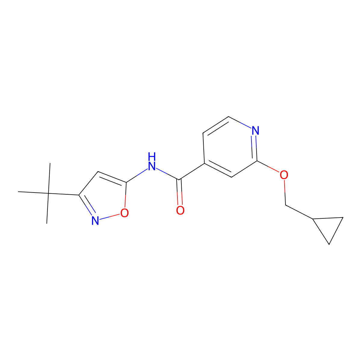 N-(3-(tert-butyl)isoxazol-5-yl)-2-(cyclopropylmethoxy)isonicotinamide molecular structure, CAS 2034493-23-5