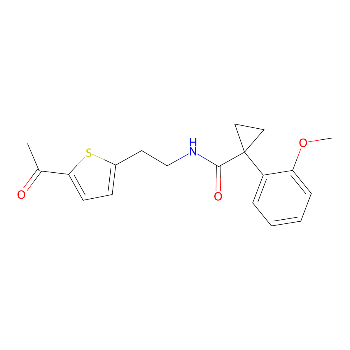 N-(2-(5-acetylthiophen-2-yl)ethyl)-1-(2-methoxyphenyl)cyclopropanecarboxamide molecular structure, CAS 2034493-24-6
