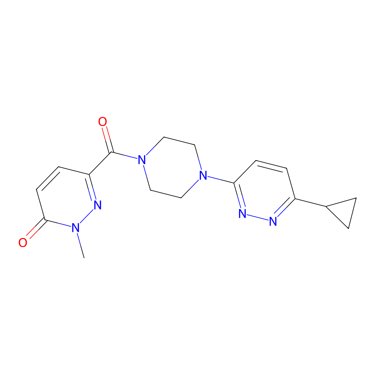 6-(4-(6-cyclopropylpyridazin-3-yl)piperazine-1-carbonyl)-2-methylpyridazin-3(2H)-one molecular structure, CAS 2034493-29-1