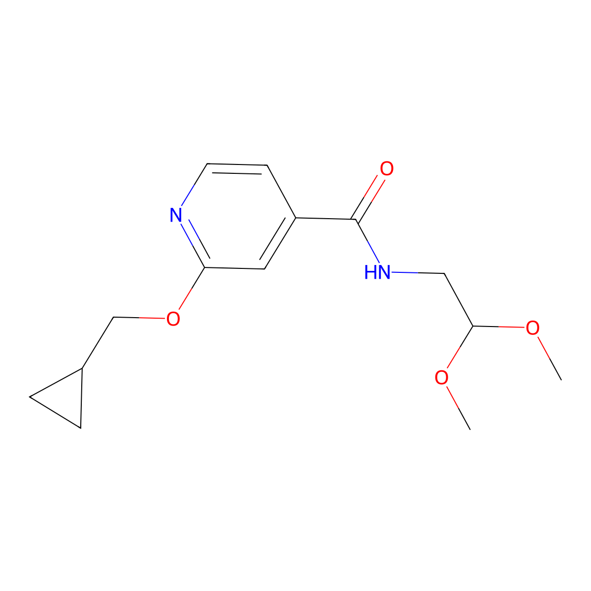 2-(cyclopropylmethoxy)-N-(2,2-dimethoxyethyl)isonicotinamide molecular structure, CAS 2034493-31-5