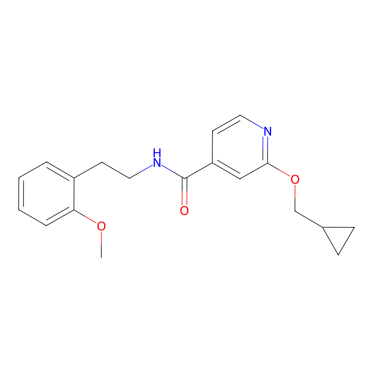2-(cyclopropylmethoxy)-N-(2-methoxyphenethyl)isonicotinamide molecular structure, CAS 2034493-38-2
