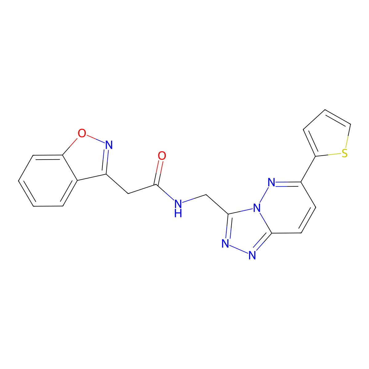 2-(benzo[d]isoxazol-3-yl)-N-((6-(thiophen-2-yl)-[1,2,4]triazolo[4,3-b]pyridazin-3-yl)methyl)acetamide molecular structure, CAS 2034493-39-3