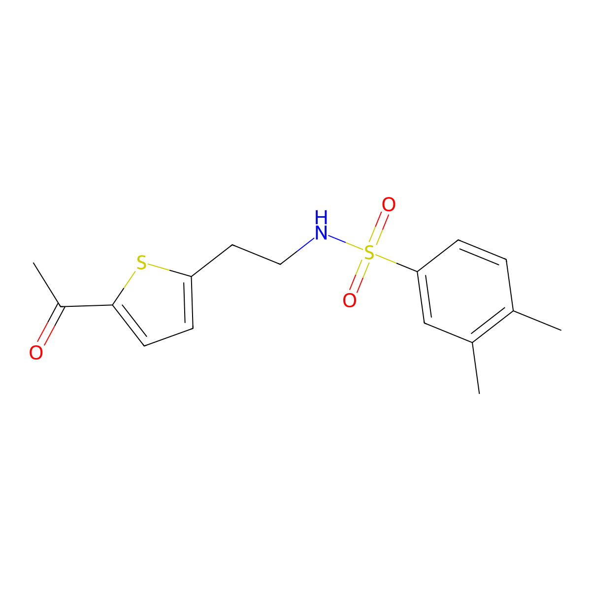 N-(2-(5-acetylthiophen-2-yl)ethyl)-3,4-dimethylbenzenesulfonamide molecular structure, CAS 2034493-42-8