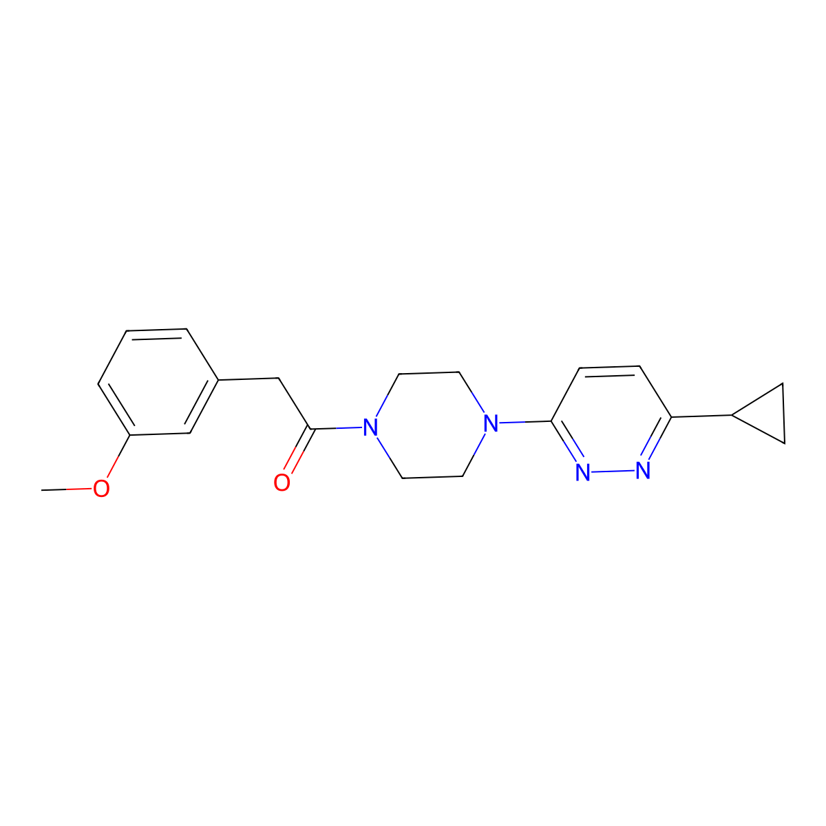 1-(4-(6-Cyclopropylpyridazin-3-yl)piperazin-1-yl)-2-(3-methoxyphenyl)ethanone molecular structure, CAS 2034493-43-9