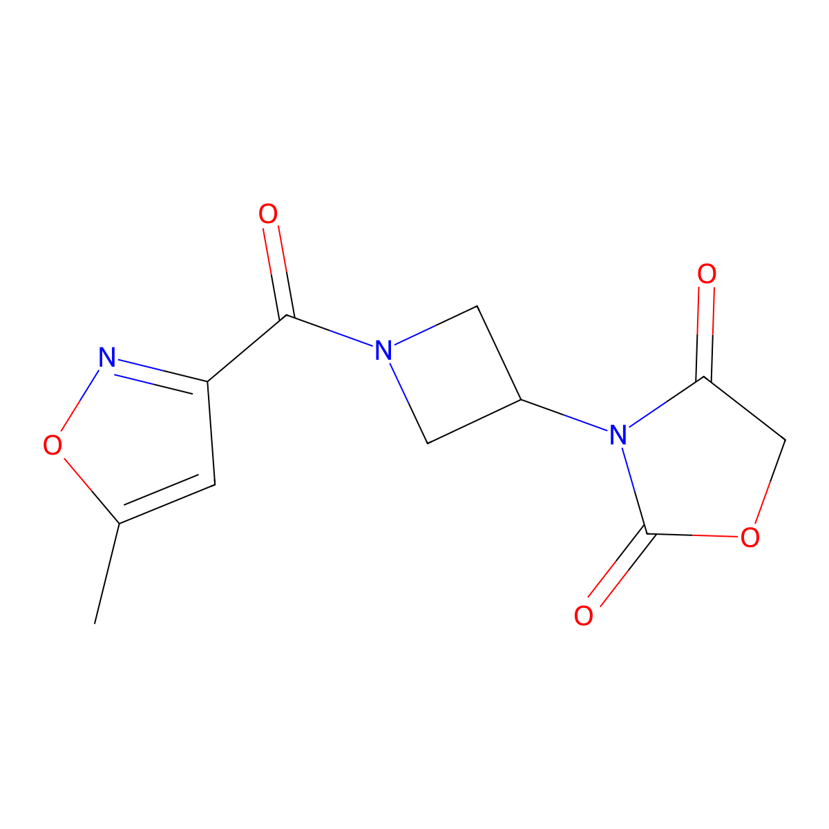 3-(1-(5-Methylisoxazole-3-carbonyl)azetidin-3-yl)oxazolidine-2,4-dione molecular structure, CAS 2034493-44-0
