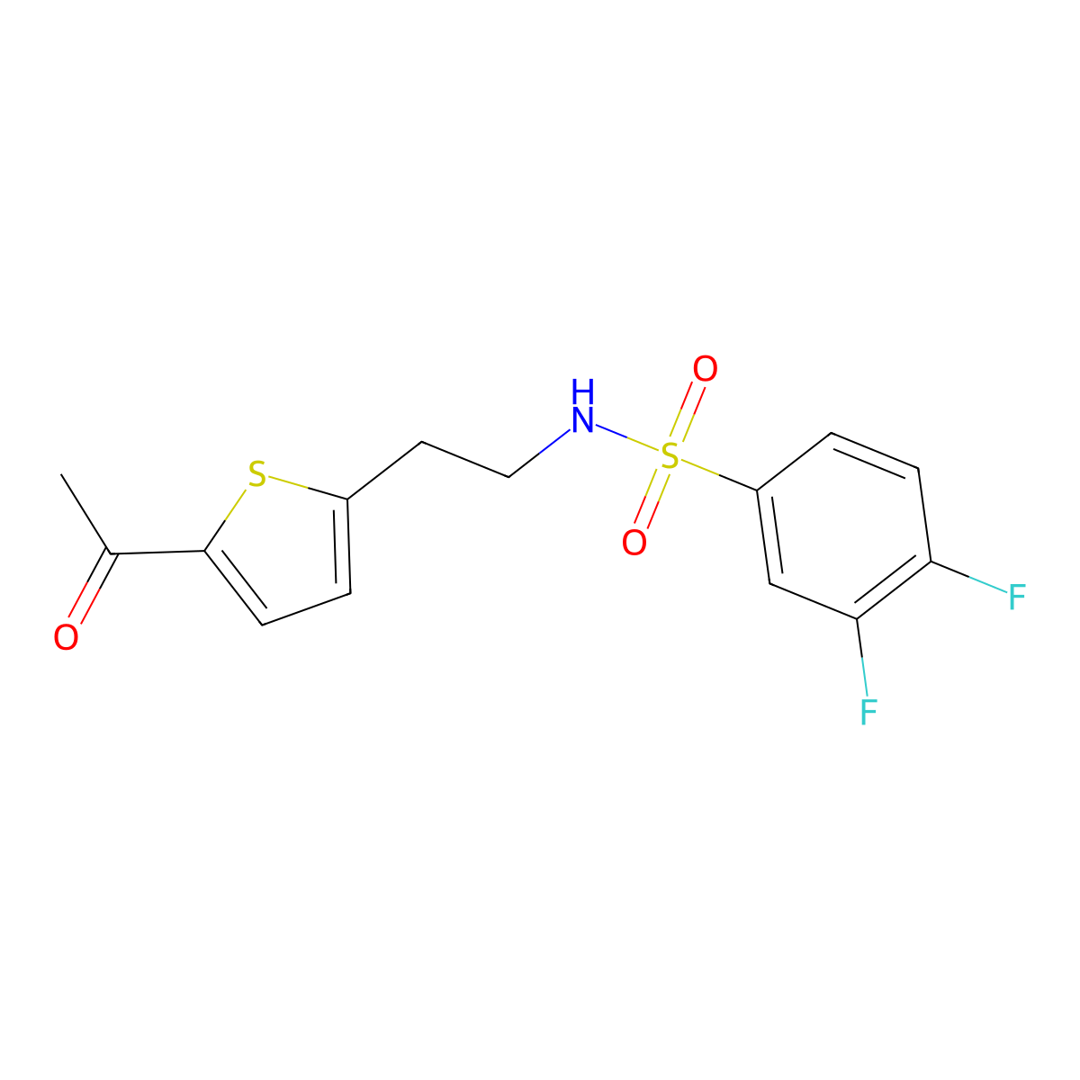N-(2-(5-acetylthiophen-2-yl)ethyl)-3,4-difluorobenzenesulfonamide molecular structure, CAS 2034493-45-1