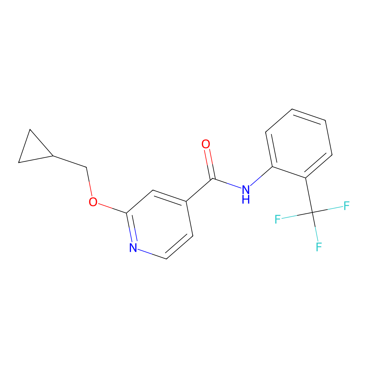 2-(cyclopropylmethoxy)-N-(2-(trifluoromethyl)phenyl)isonicotinamide molecular structure, CAS 2034493-50-8