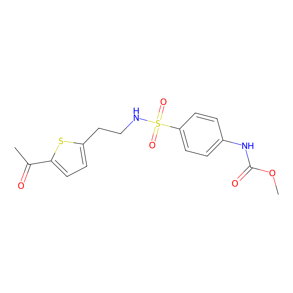 methyl (4-(N-(2-(5-acetylthiophen-2-yl)ethyl)sulfamoyl)phenyl)carbamate molecular structure, CAS 2034493-57-5