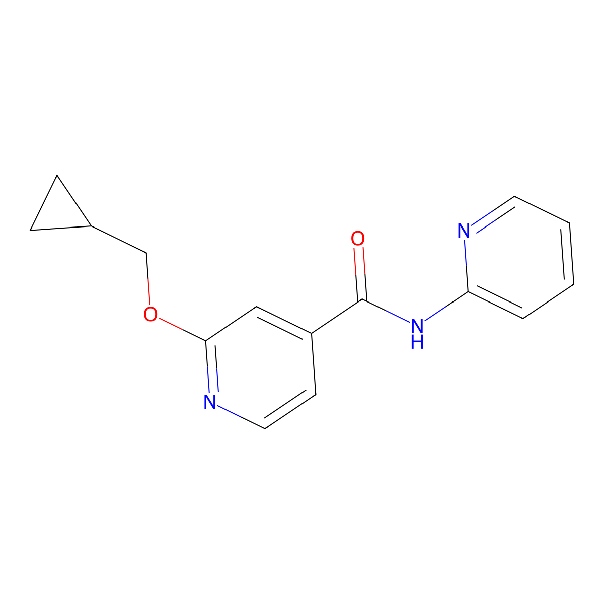 2-(cyclopropylmethoxy)-N-(pyridin-2-yl)isonicotinamide molecular structure, CAS 2034493-62-2