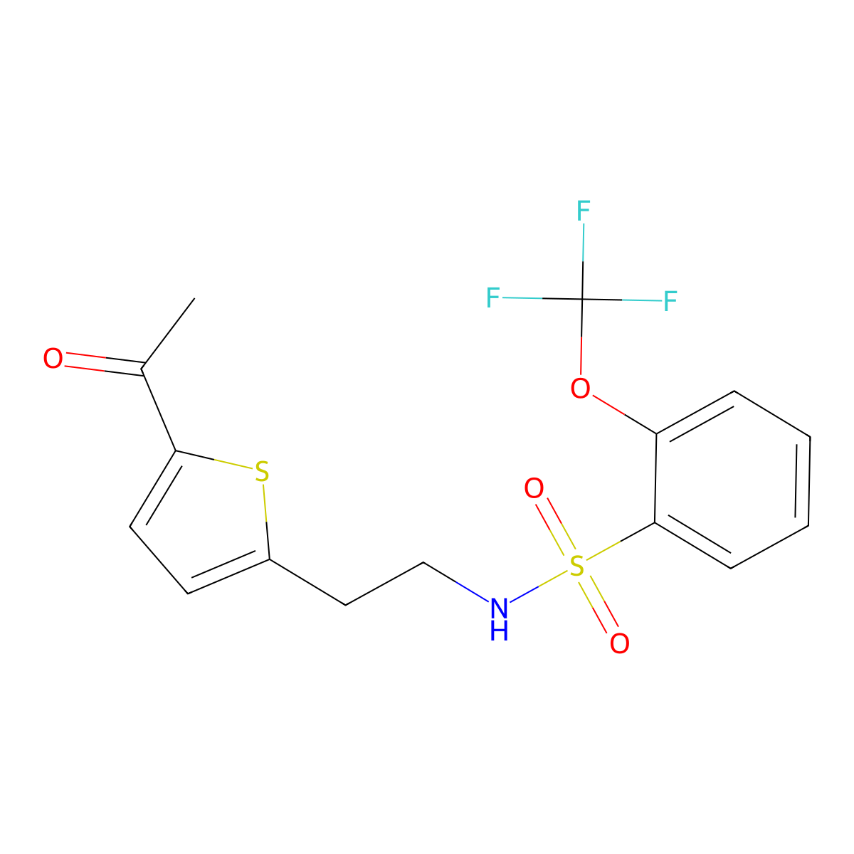 N-(2-(5-acetylthiophen-2-yl)ethyl)-2-(trifluoromethoxy)benzenesulfonamide molecular structure, CAS 2034493-63-3