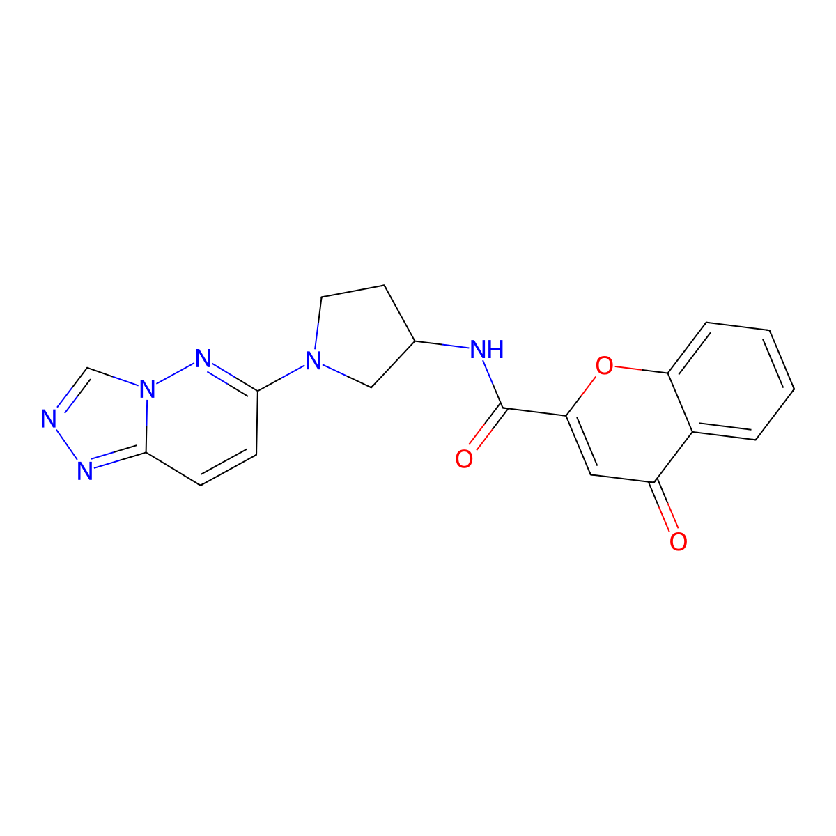 N-(1-([1,2,4]triazolo[4,3-b]pyridazin-6-yl)pyrrolidin-3-yl)-4-oxo-4H-chromene-2-carboxamide molecular structure, CAS 2034493-77-9